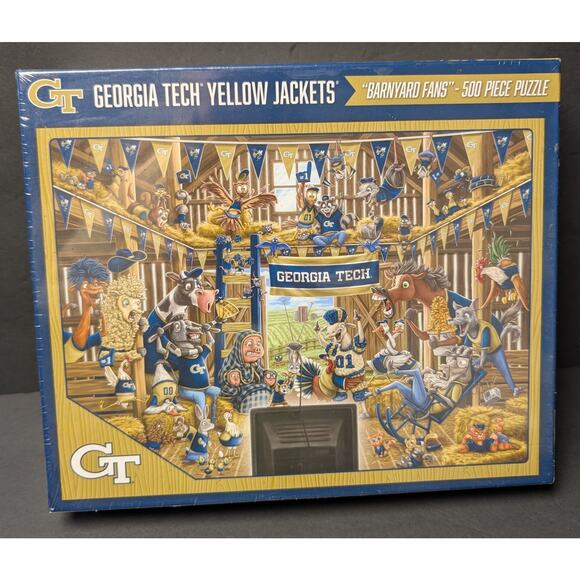 NCAA Georgia Tech Yellow Jackets Puzzle 500pc Barnyard Fans 24x18" YOUthefan NEW - Picture 1 of 3